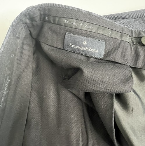 "Ermenegildo Zegna Wollhose Hose gerades Bein plissiert blau grau 40R"" x 30" - Bild 7 von 8