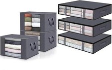 3 Sets of 40.5L 90L Closet Organizers Storage Bins With Lids Foldable Bags
