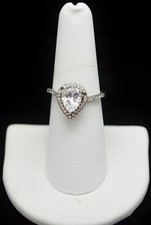 Sterling Silver Beautiful Clear Gem Teardrop Ring SZ 7.0 FMY504