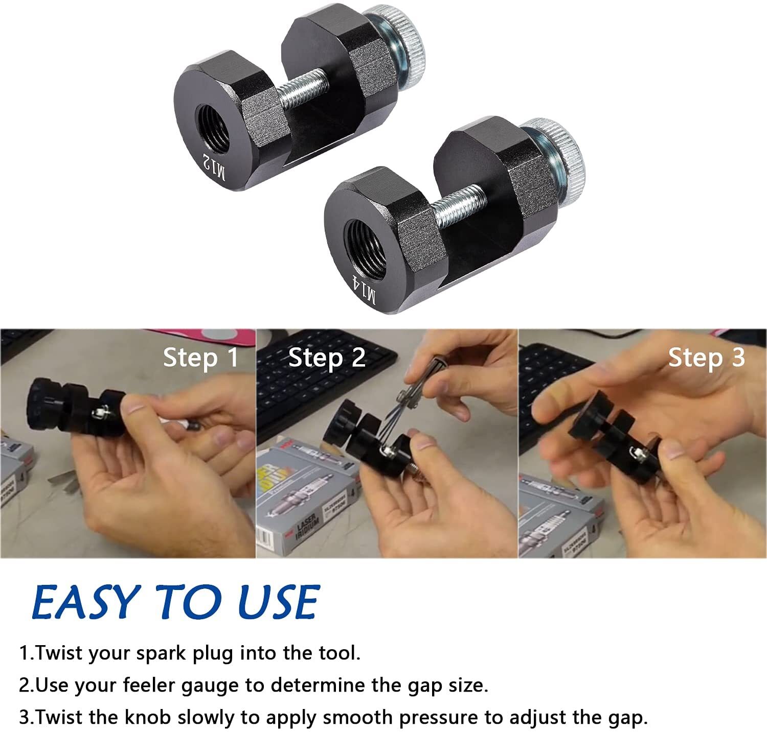 12mm & 14mm Engine Spark Plug Caliper Universal Spark Plugs Gapper ...