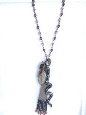 Collana con ciondolo chiave serpente catena viola argento pistola GUESS nuova