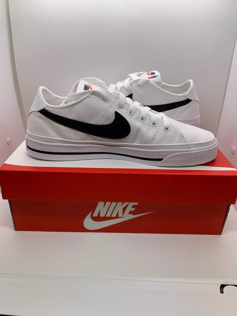 Nike Court Legacy Canvas White Black Men Classic Casual Shoes Sneaker  CW6539-101