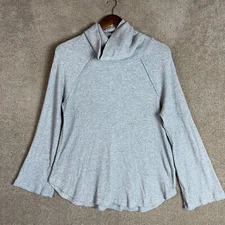 Michael Stars Madison Sweater Top Womens Medium Gray Brushed Ribbed Turtle Neck