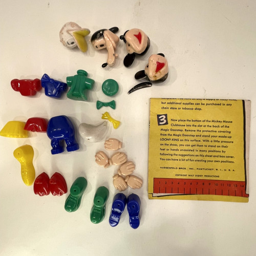 Vintage Walt Disney Productions Loony-Kins Toy Parts Mickey Minnie Goofy Donald