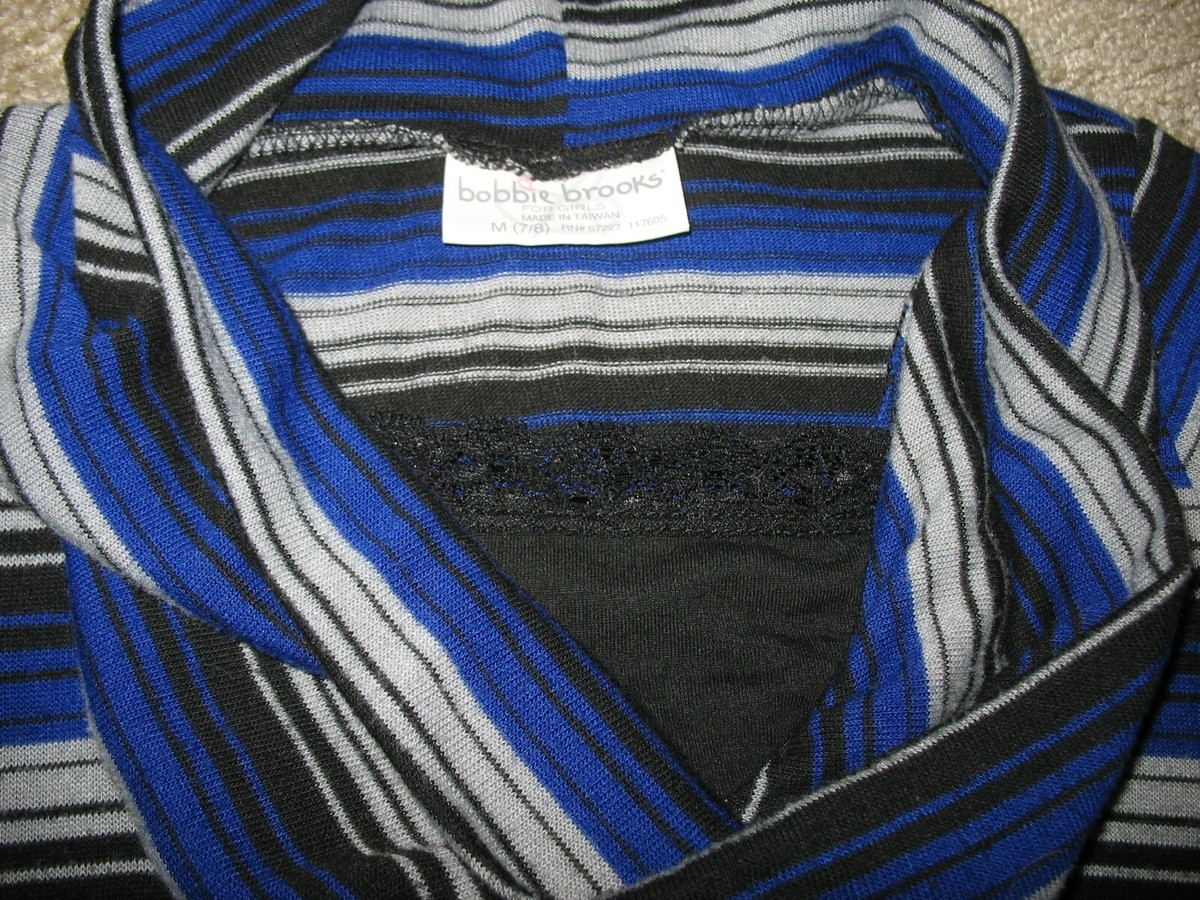 Girls' M 7/8 Bobbie Brooks Cowl Neck Long Top w/ Belt Striped 3/4