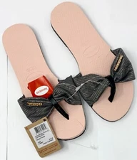 Original HAVAIANAS Womens You St Tropez Shine Bow Flip Flops Ballet Rose 7 8 W