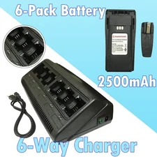 6x Motorola Radio NNTN4497 Replacement Batteries with Charger PR400 CP150 CP200