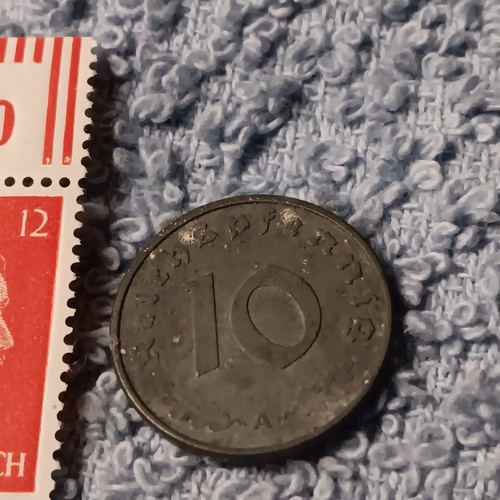 Vintage 1942 WW2 German 10 Reichspfennig , WWII Era Circulated Coin, With Stam - Picture 12 of 20