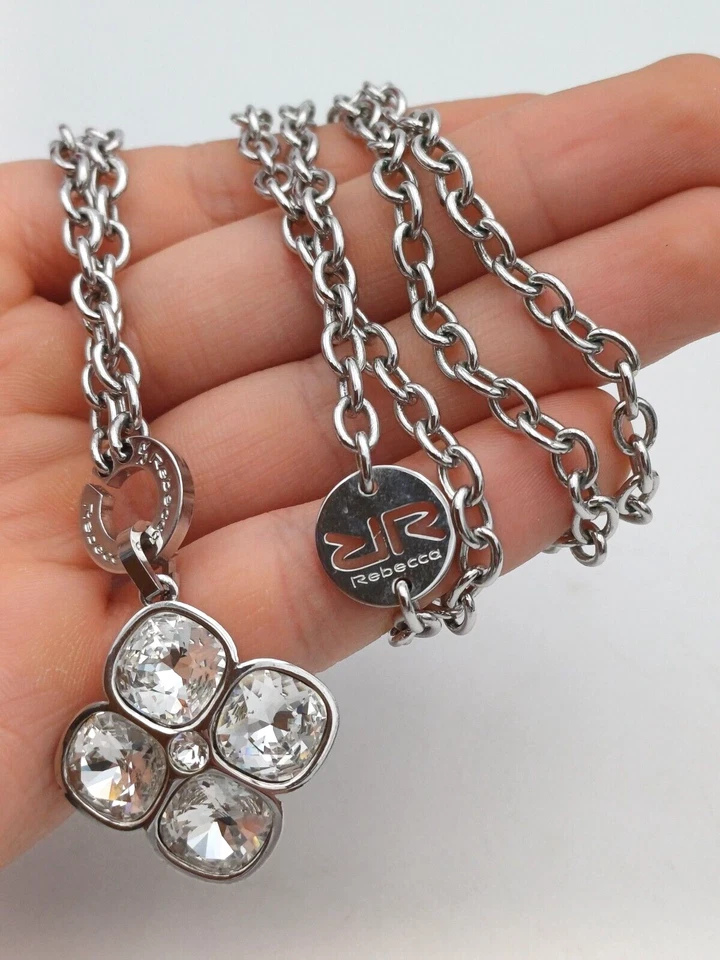 REBECCA SET COLLANA E ANELLO ACCIAIO E CRISTALLI - FIORE - Immagine 4 di 4