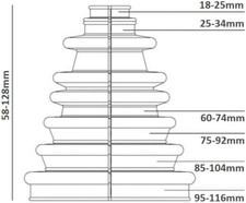 Universal Split CV Joint Gaiter Boot Replacement Kit, Black - CVS18