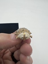 Gold tone Rhinestoned enameled bug Ladybug by Nettie Rosenstein SINGLE earring