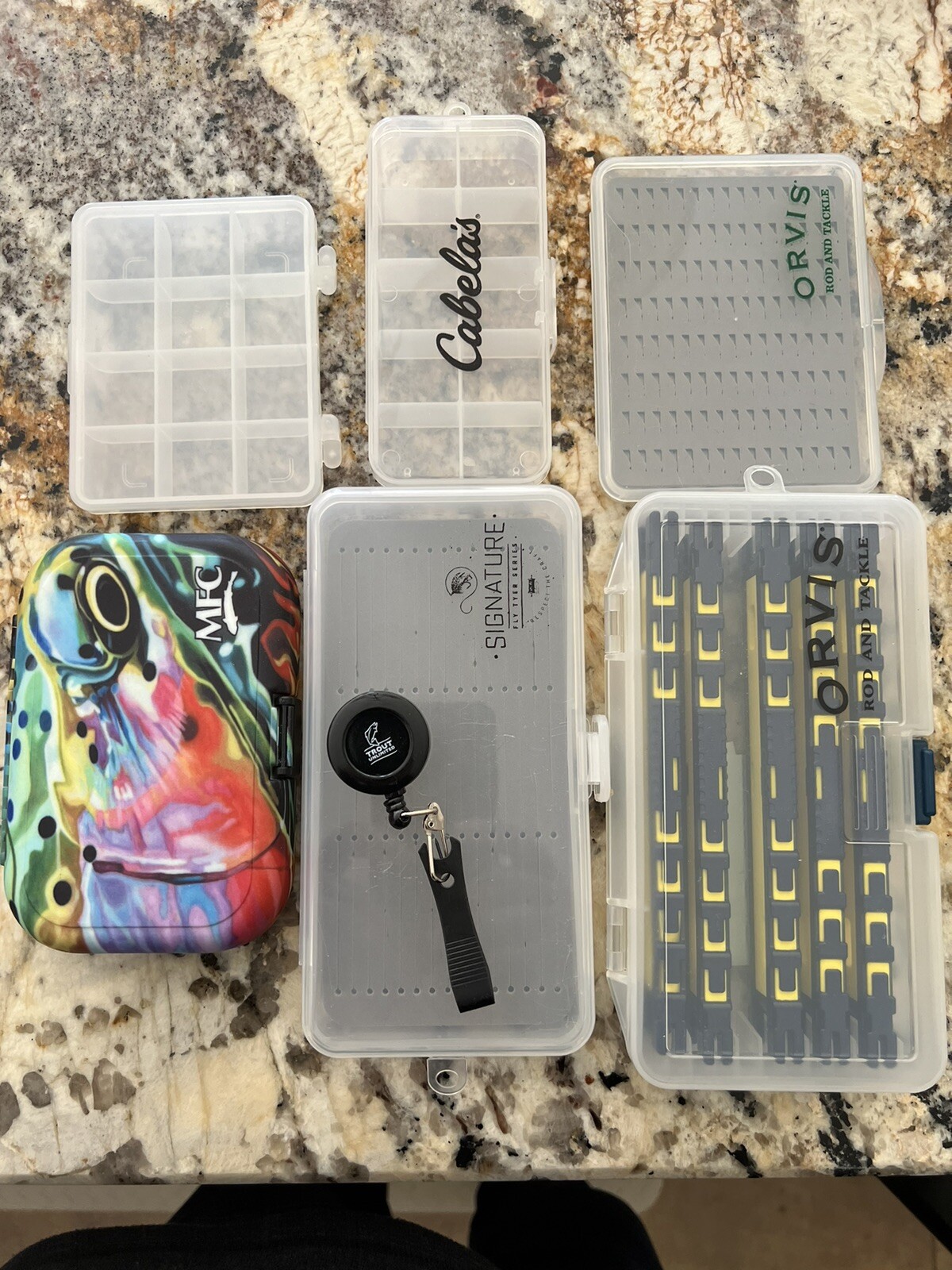 Fly boxes 5 ea, Orvis Dropper Rig Box, nippers eBay