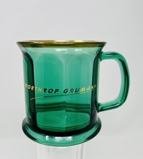 Northrop Grumman Mug Green Glass Gold Rim And Graphic 12oz Made In USA Rare