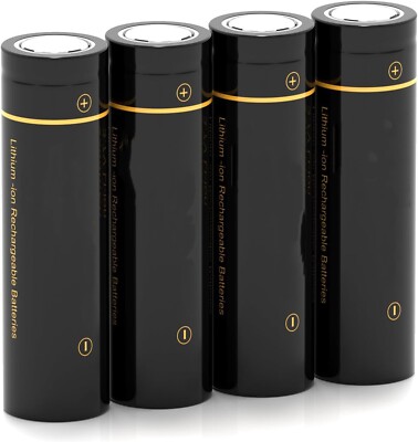 4 Pcs 18650 Rechargeable Battery 3.7V 30A 2500-2700maH Li-Ion flat top Not Loose