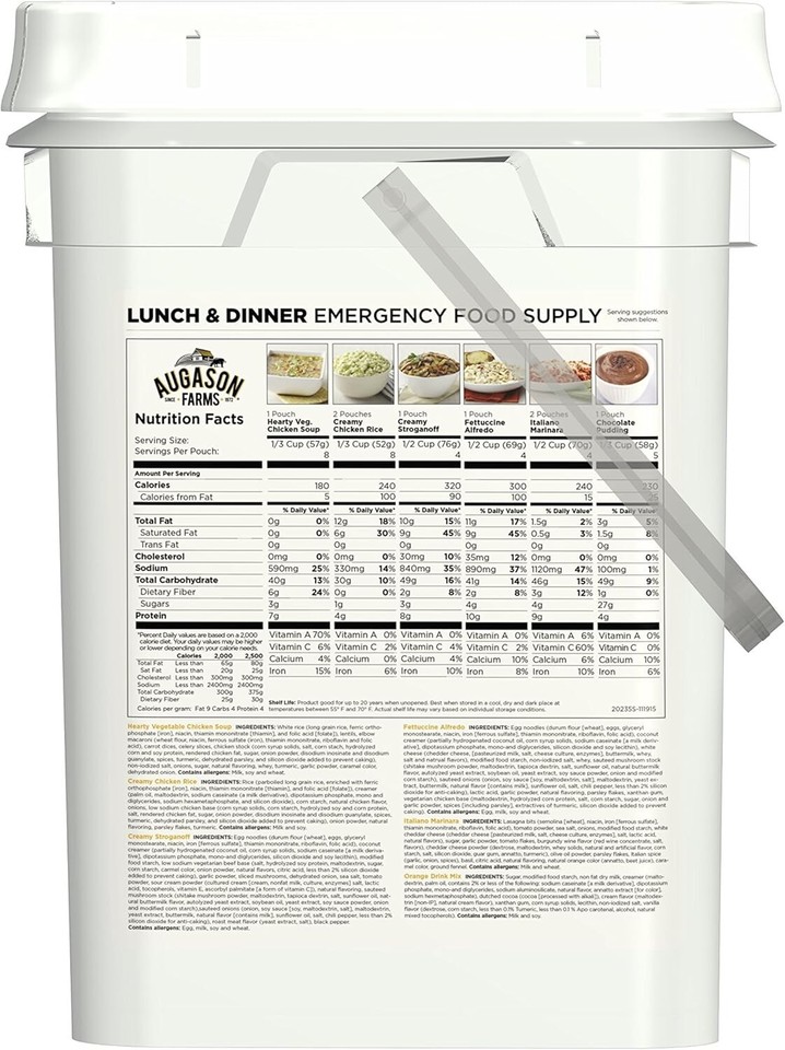 Emergency Survival Food Supply Rations Meal Kit Dehydrated Bucket