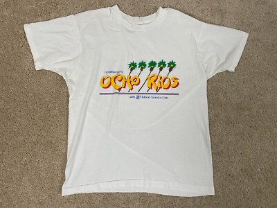Vintage Screen Stars T-Shirt Mens XL Single Stitch Made in USA Ocho Rios White