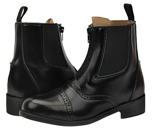Challenger Kinder Kinder Paddock mit Reißverschluss Englisch Reiten Leder Stiefel - Bild 3 von 12