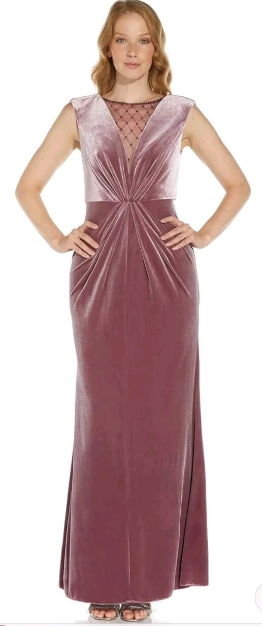 ADRIANNA PAPELL Womens Pink Sleeveless Formal Mermaid Dress Size 12 MSRP $229