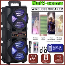 Dual 6.5" Bluetooth Portable Party Speaker DJ System LED Woofer AUX Heavy Bass