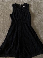 Ann Taylor Loft womens 2 black lace dress vneck sleeveless b1