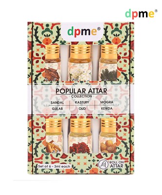 dpme POPULAR ATTAR COLLECTION Set of 6 X 3ML Attar Roll On