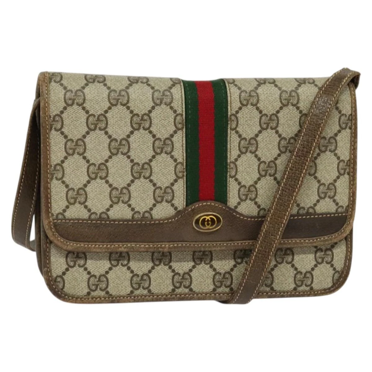 Sac à bandoulière GUCCI GG Supreme Web Sherry Line PVC beige vert rouge authentique BA507