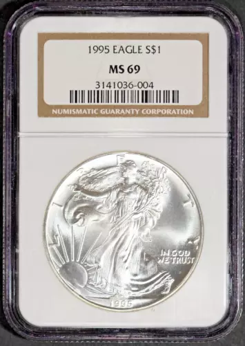 1995 $1 Silver American Eagle MS 69 NGC # 3141036-004 + Bonus
