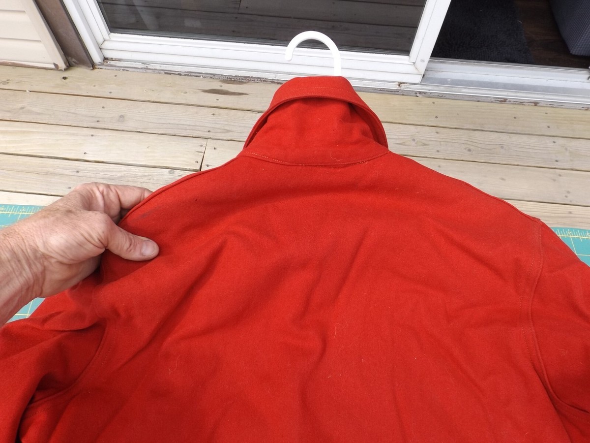 Vtg 1950's White Stag Red Mackinaw Coat Hunters Wool Jen-tel-lite