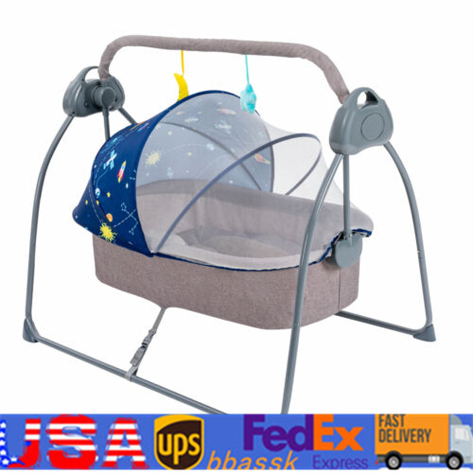 Electric Auto-Swing Big Bed Baby Cradle Crib Infant Rocker Cot Bluetooth Remote