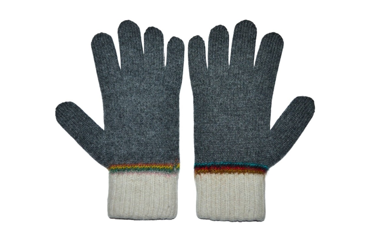 Paul Smith Mainline Signature Intarsia Grey Gloves Mens Brand New