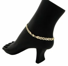 Classy Minimalist 5mm Mariner Link Chain Quality Anklet Bracelet 14k Gold Plated