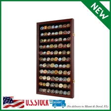 Military Challenge Coin Display Case Poker Chips Holder Wall Cabinet Showcase Ra