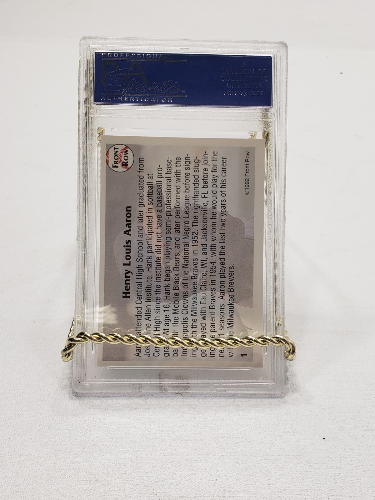 1992 Front Row Hank Aaron #1 Autographed Baseball Card PSA/DNA Certified Auto view 8