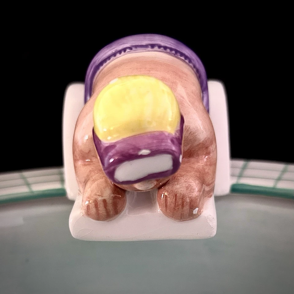 ¡Juego de piscina/bañera de hidromasaje Lotus Ceramic Chip & Dip 1995! Astillado menor pero bonito Foto 4 de 4