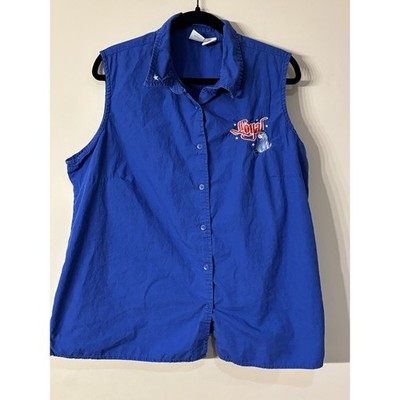 Disney Vintage Blue Eeyore Embroidered Sleeveless Button Up Shirt Size 2X