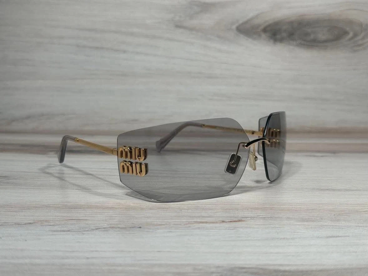 Miu Miu — MIU MIU SMU 54YS Rimless Gold With Light Gray Lens Sunglasses. Ships Now!