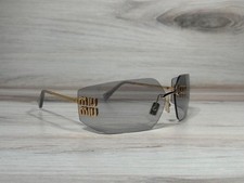 MIU MIU SMU 54YS Rimless Gold With Light Gray Lens Sunglasses. Ships Now 