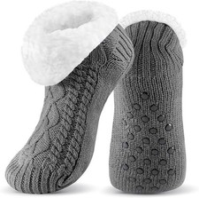 Slipper Socks for Men with Grippers Fuzzy Thermal Winter Cozy Fleece Non-Slip US