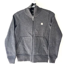 Bench Mens Medium Jacket Gray Full Zip Sweater Knit Bonded Lining Pockets Urban