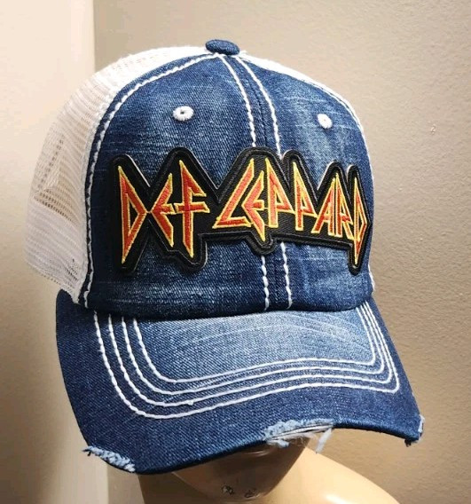 デフレパード def leppard キャップ Def Leppard Band Hat Distressed Ball Cap Hat Blue Jean