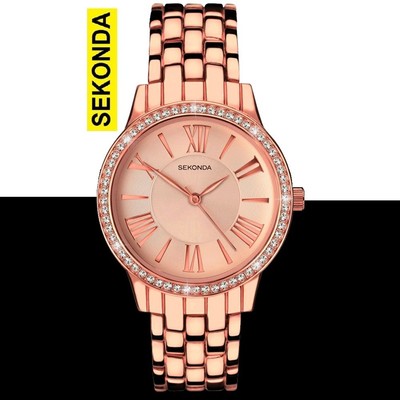 Sekonda 2400 Sparkly Rose Gold Plated Charlotte Uhr UVP 69,99£ 2 Jahre Garantie