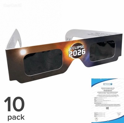 10x Solar Eclipse Glasses 2026 ISO 12312-2 CE Certified Ships from Germany