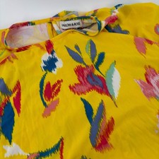Harlow&Rose Women Boho Dress M Yellow Floral Sleeveless Mini Shift Keyhole Back