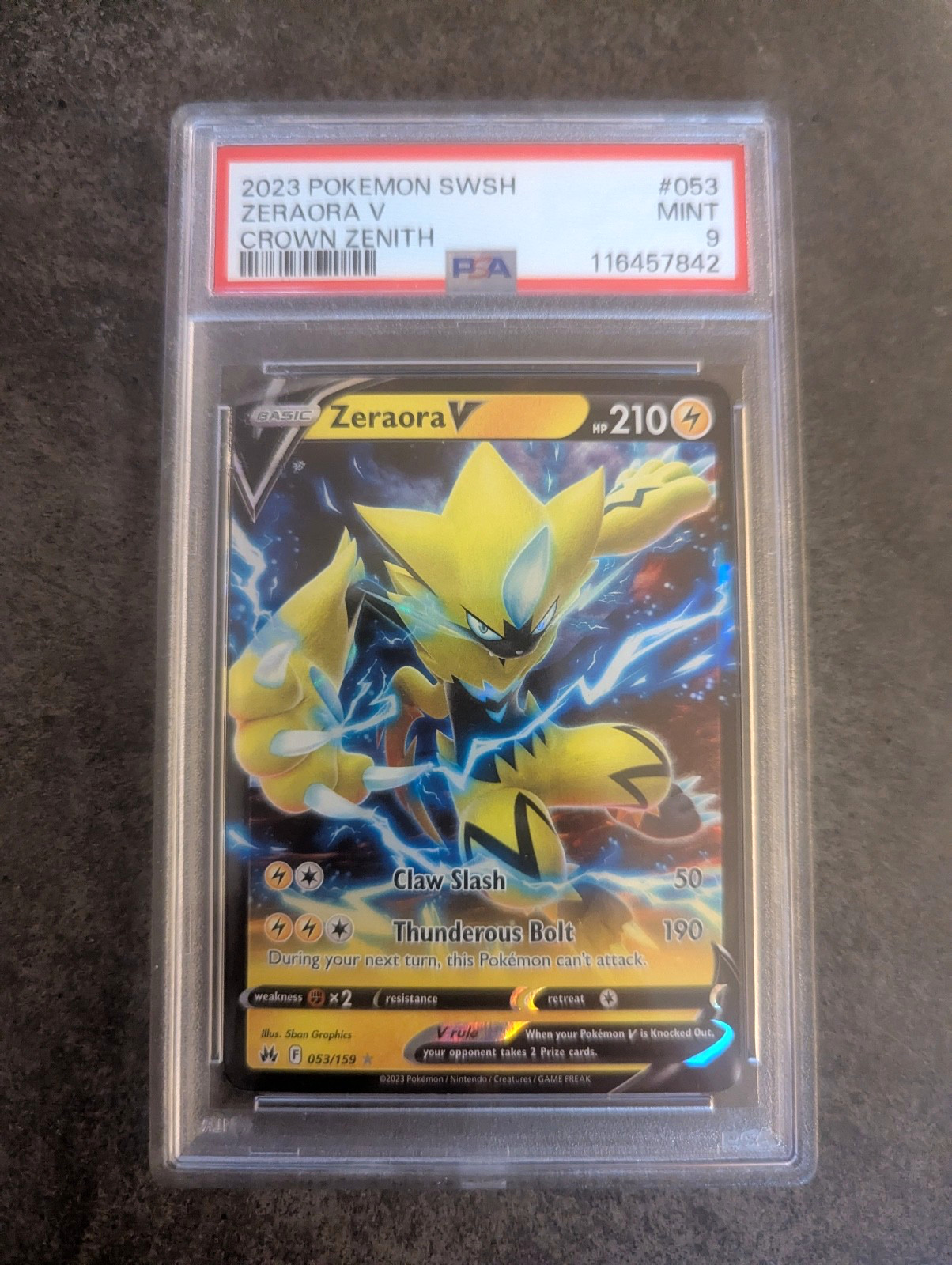 Pokemon Zeraora V 053/159 Full Art Ultra Rare Crown Zenith PSA 9