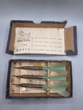 Vintage Unicorn 106 Set Of Darts With Green Flights  Box - Made In England