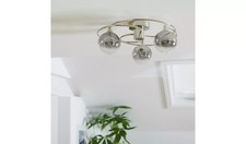 3 Light Flush Ceiling Light 41cm Metallic Ombre Glass 4 W Nickel LED Lights New