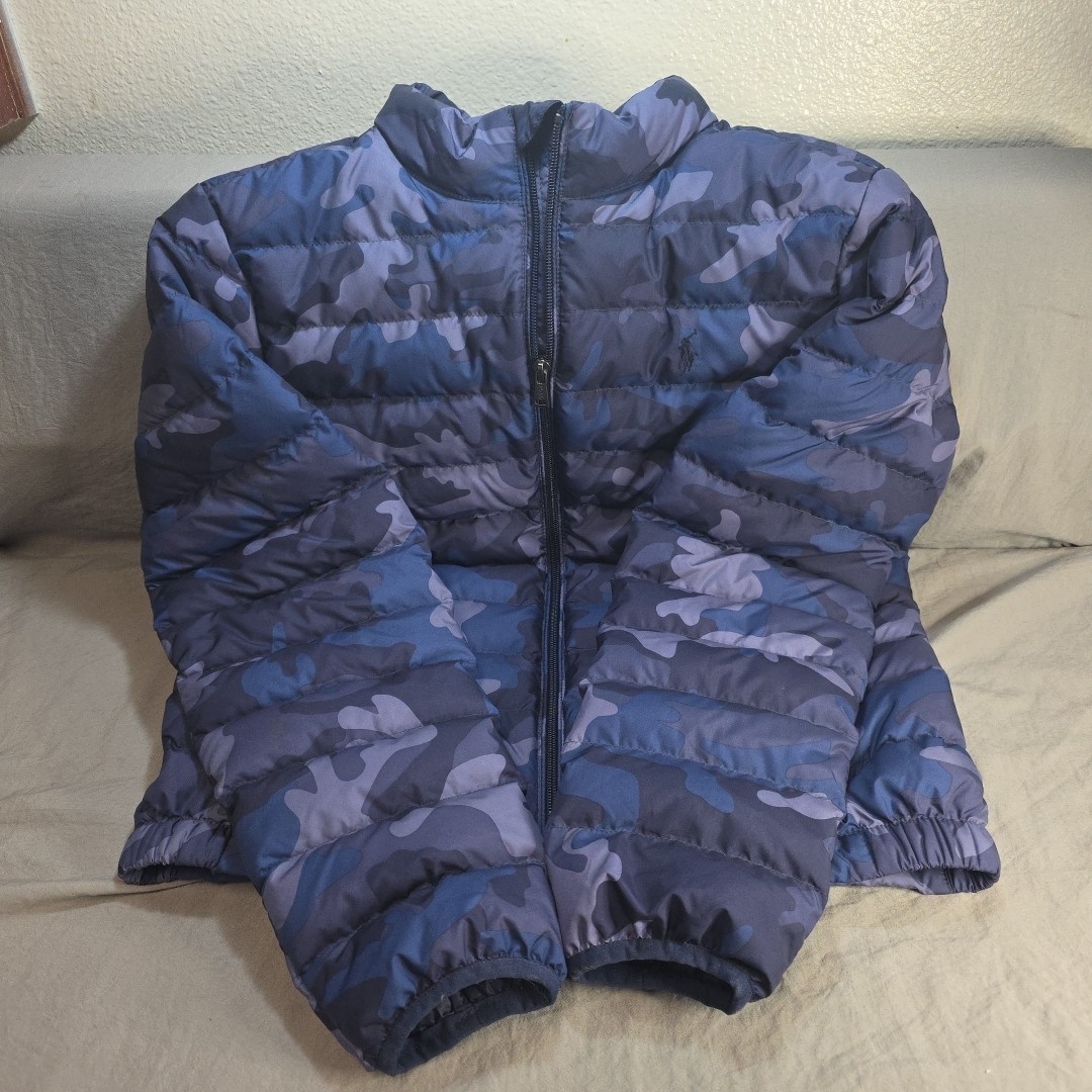 Giacca invernale blu con zip intera Ralph Lauren Pony ragazzo taglia Lg. 14 16