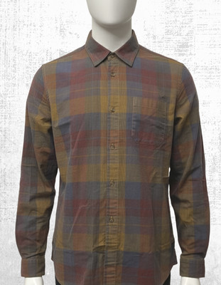 Mens Seasalt Shirt Regular Cotton Shoreman Cord Collared Brown Check (Defect)