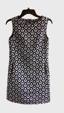 Tahari AL Dress, women's size 2 blue white zip up Sheath Sophisticated Designer 