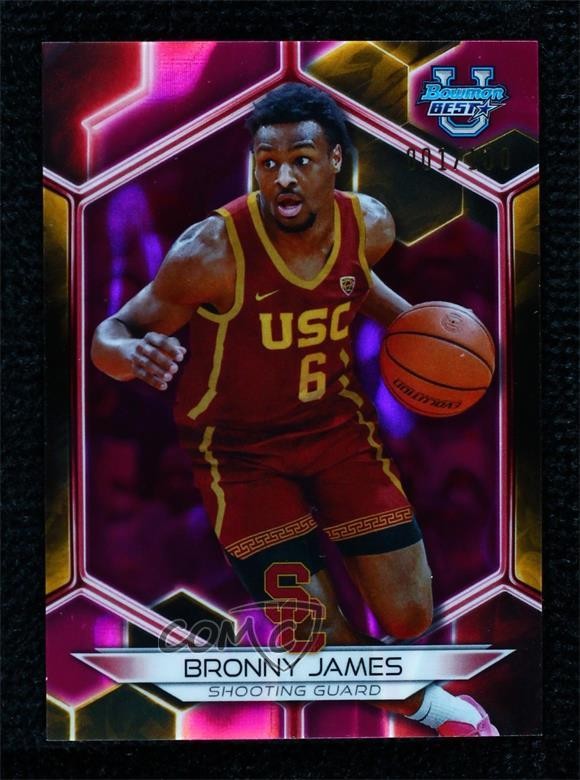 2023-24 Bowman U Best Pink Lava Refractor 1/100 Bronny James #92 18n9